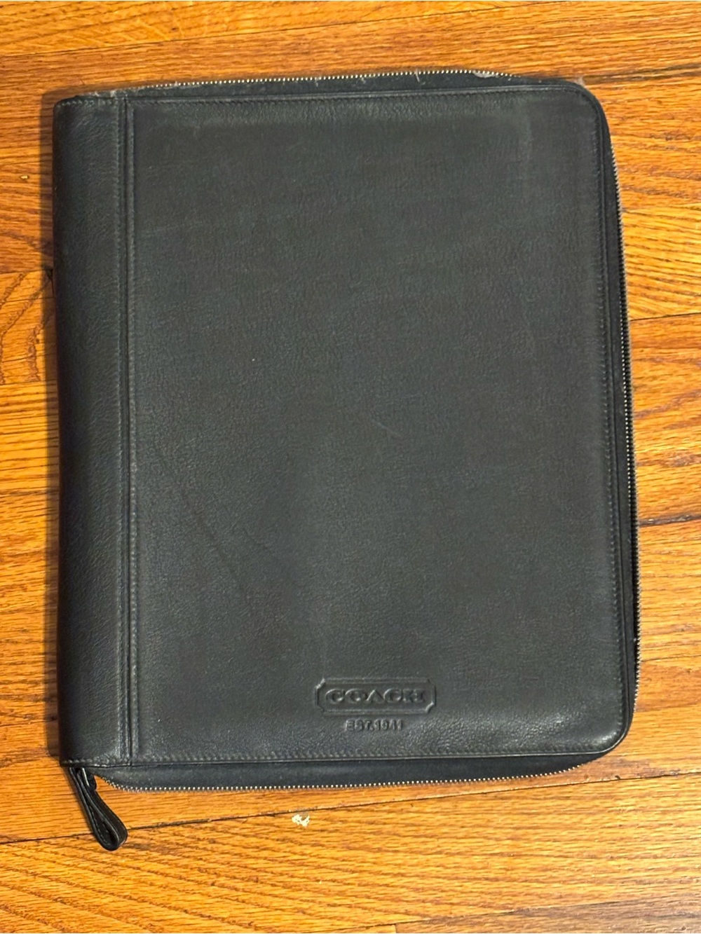 Coach Black Leather Zippered portfolio vintage use as Tablet Folio Case